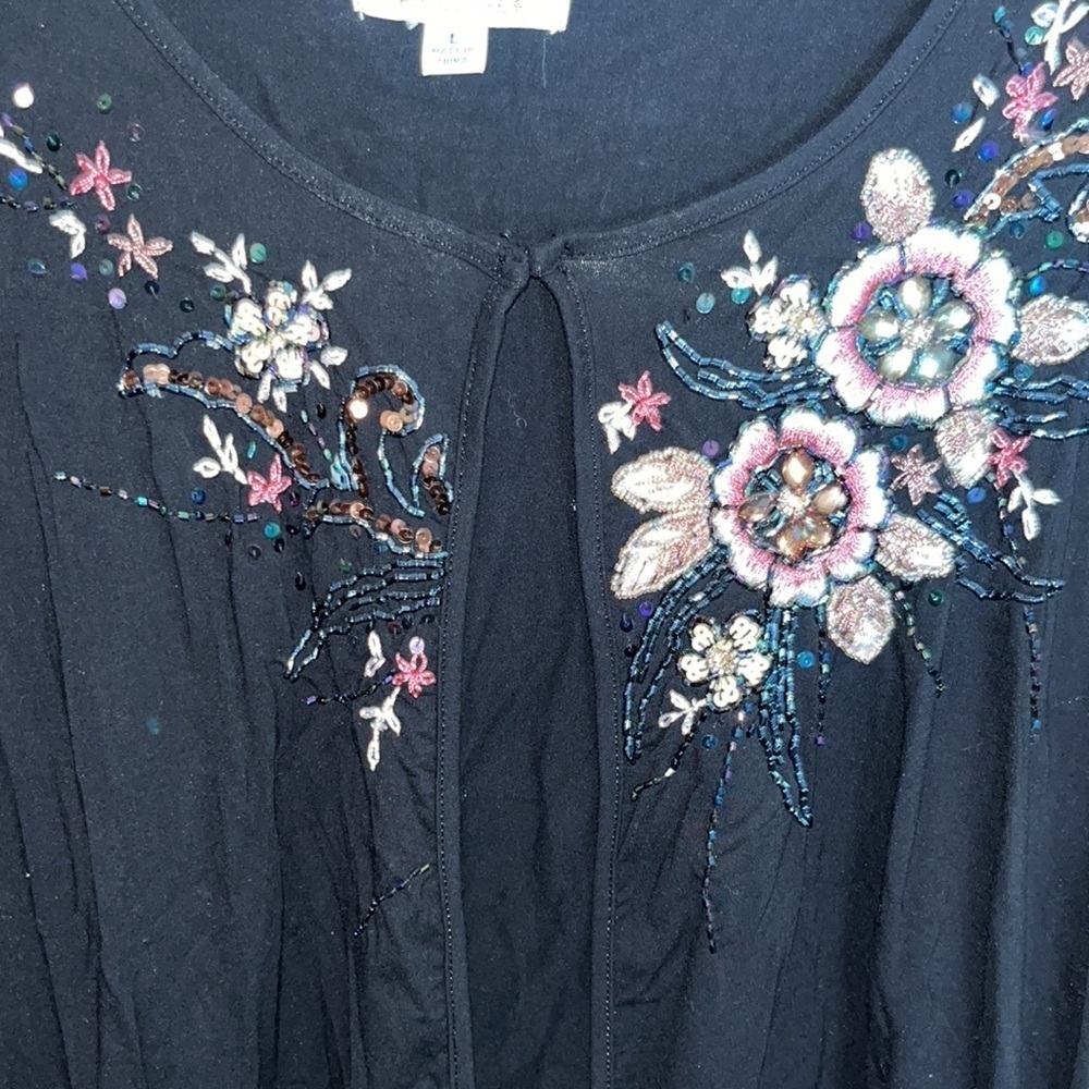 Ameri Mode black embroidered floral pattern strap… - image 8